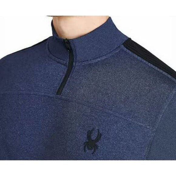 Spyder Active Pullover Shirt Mens Large Blue Quarter Zip Stretch Activewear NEW - Picture 3 of 12